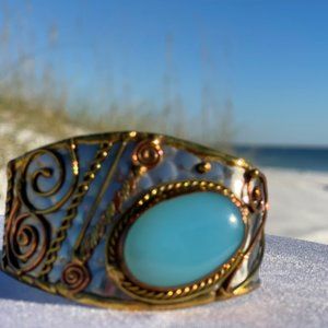 Chalcedony Adjustable Mixed-Metal Statement Cuff